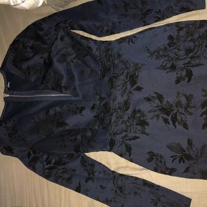 Long sleeve navy blue dress